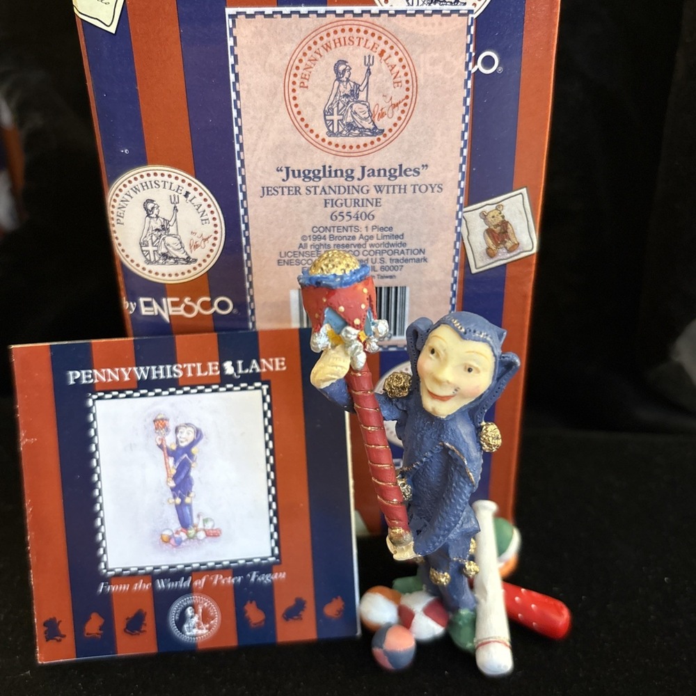 Penny Whistle Lane Enesco "Juggling Jangles" Jester Standing with Toys‎ Figurine